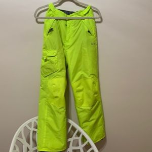 Youth snow pant, bright yellow.
